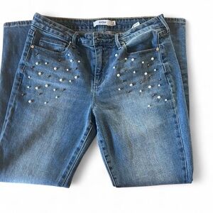 JustFab Blue Straight Leg Embellished Jeans
